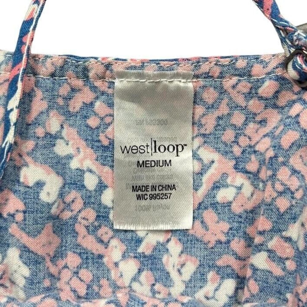 West Loop Colorful Print Two-Tier Summer Mini Sundress Blue/Pink/White S… - Picture 9 of 12